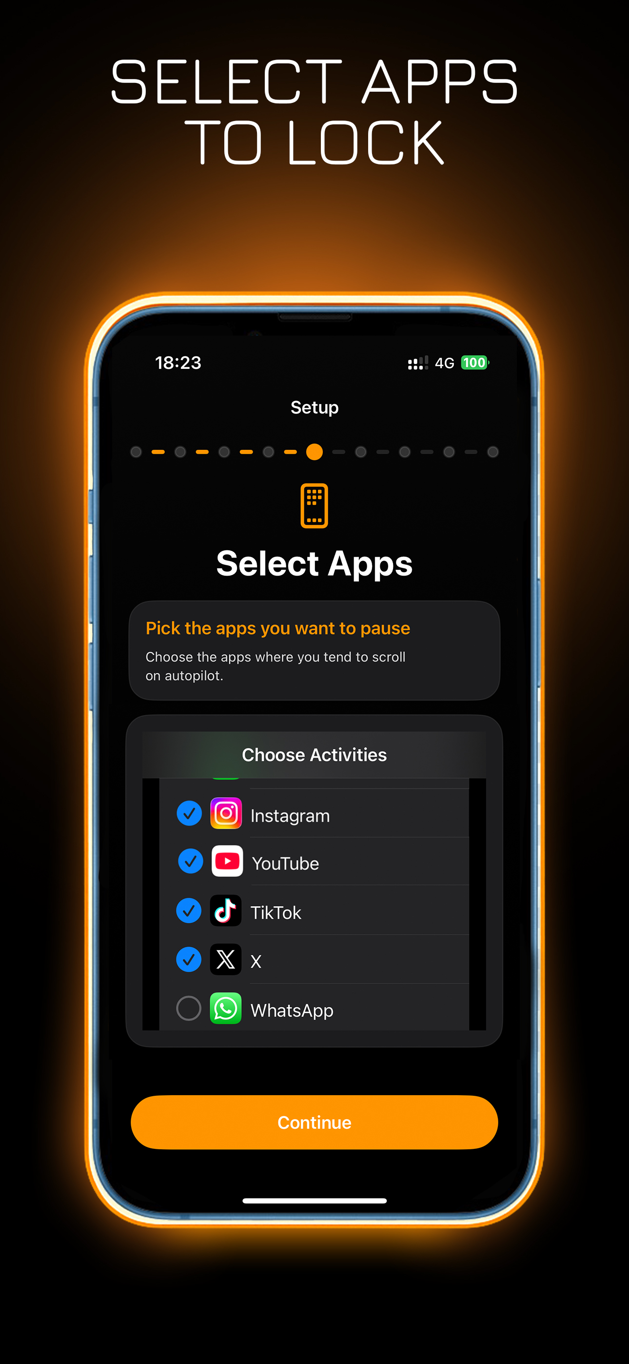 Select apps to lock screen